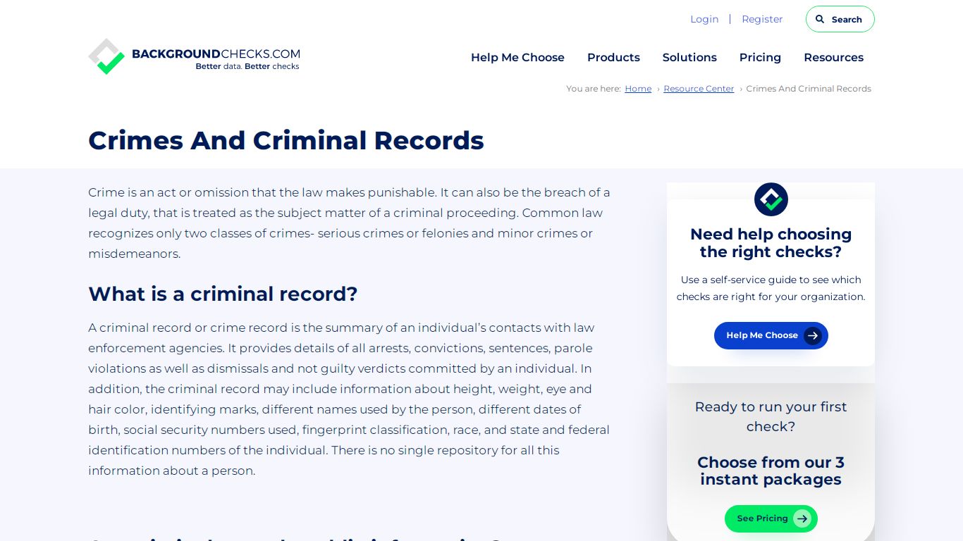 Crimes And Criminal Records - background checks
